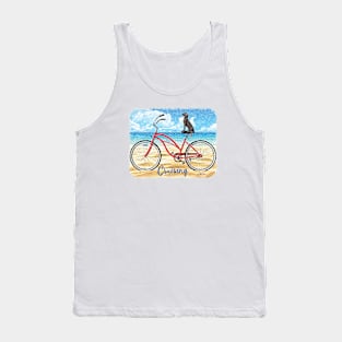 Cruising: Dog on a Bike on the Beach Tank Top